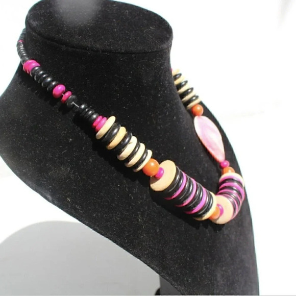 Vintage 1980's Reto Mod MCM (Cyndi Lauper) Costume Jewelry Chunky Necklace - Picture 3 of 4